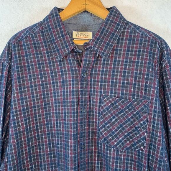 Boston Trader Mens Plaid Corduroy Button Shirt Sz XL Heritage Long Sleeve Preppy - Picture 2 of 9